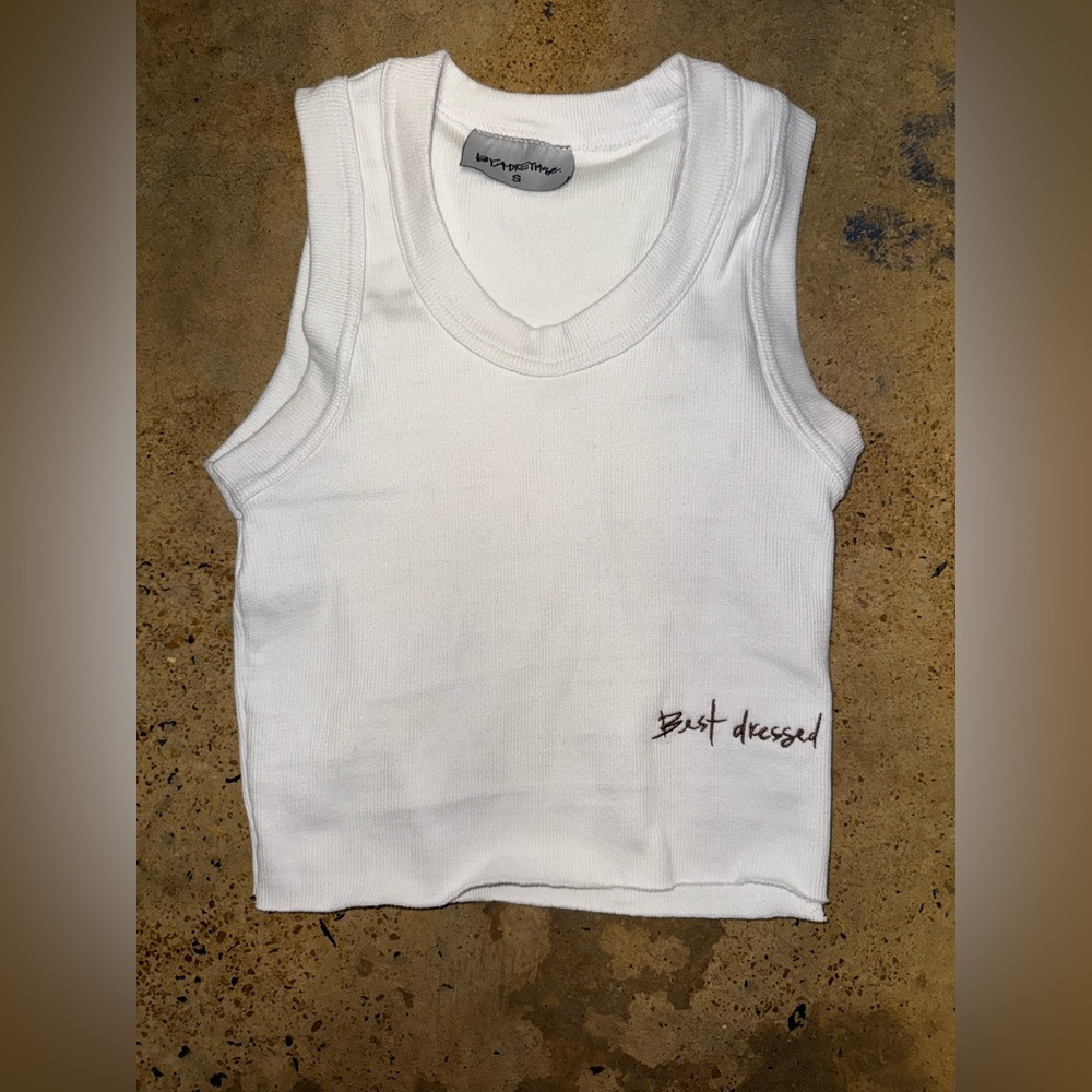 BYADREYMUSE White 'Best Dressed' Tank Top